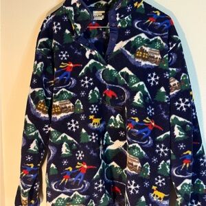 LL Bean vintage fleece snap pullover women’s winter scene size medium